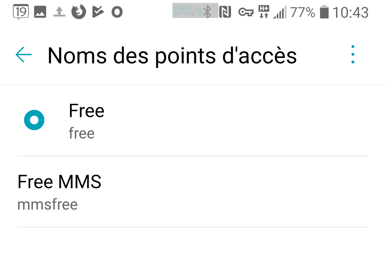 Liste des APN Free